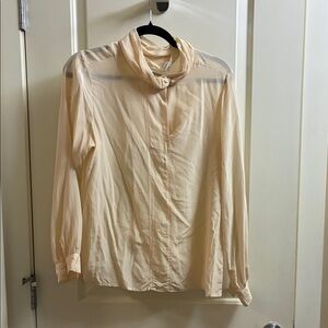 Vintage silk paradise cream 100 percent silk asymmetric blouse size 10 or small
